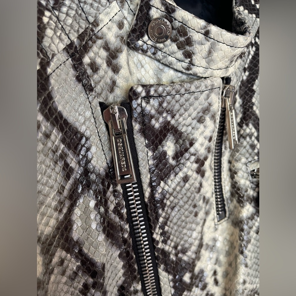 Dsquared2 Woman’s Python Leather Moto Jacket Size… - image 8